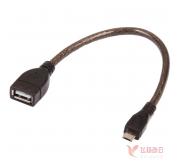 山泽（SAMZHE） OTG-020A USB2.0高速数据线 AF/MICRO 透明黑直头0.2M