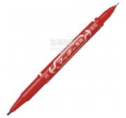 斑马Zebra极细记号笔MO-120-MC油性记号笔（小双头记号笔）速干耐水记号笔1支装 红色
