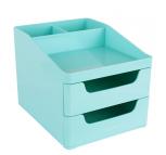 得力（deli）8901小号双层多功能 省空间抽屉式收纳盒/储物盒/化妆盒 浅绿色